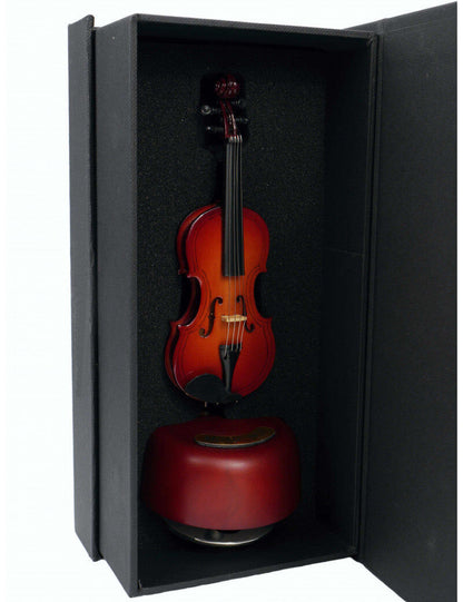 Wooden Music Box with Miniature Violin Playing The Blue Danube - 14cm Height, Gift Case Included — view 2