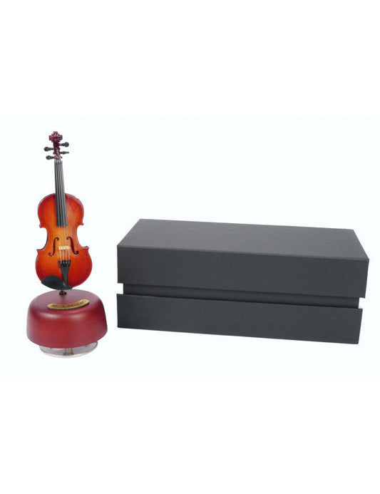 Miniature Violin Music Box - Plays Eine Kleine Nachtmusik, 14cm Height, Gift Case Included