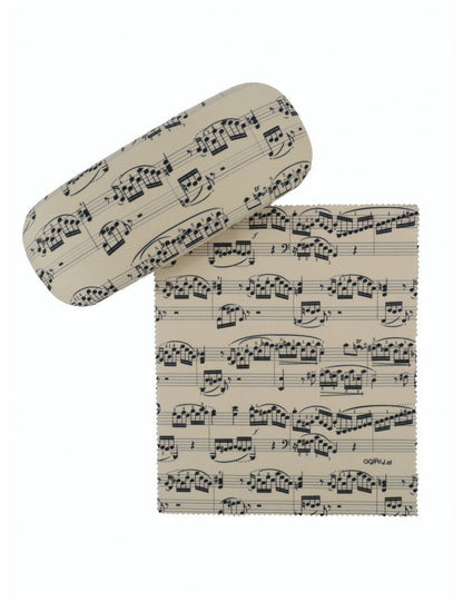 Music Inspired Glasses Case with Matching Microfiber Cloth - Black Manuscript — view 2
