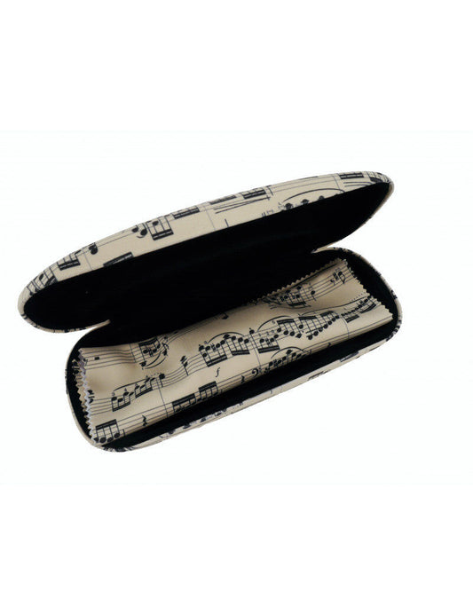 Music Inspired Glasses Case with Matching Microfiber Cloth - Black Manuscript