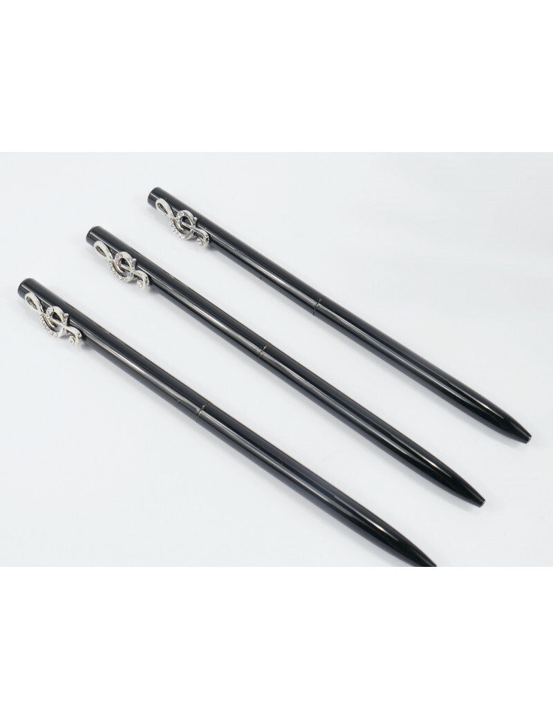 Music Pen with Silver Treble Clef Charm - Black