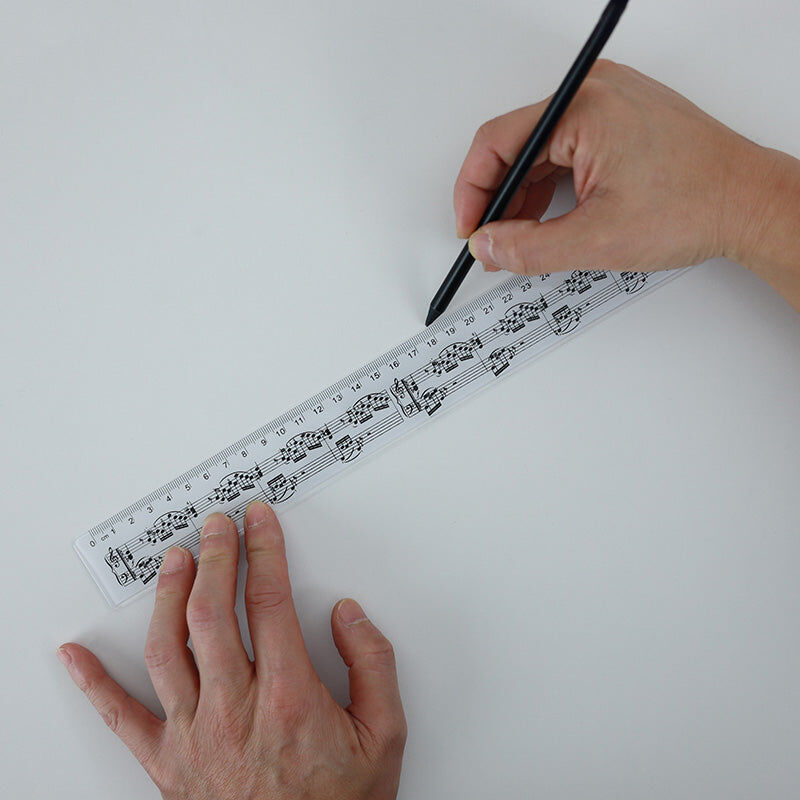 30cm White Acrylic Music Ruler with Black Manuscript — view 2