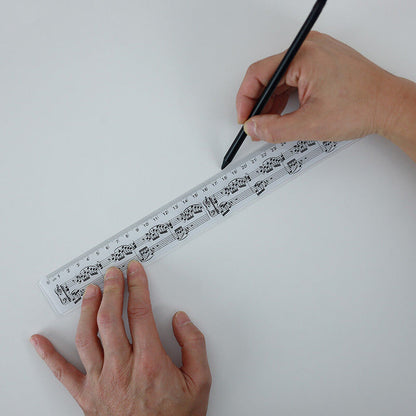 30cm White Acrylic Music Ruler with Black Manuscript — view 2