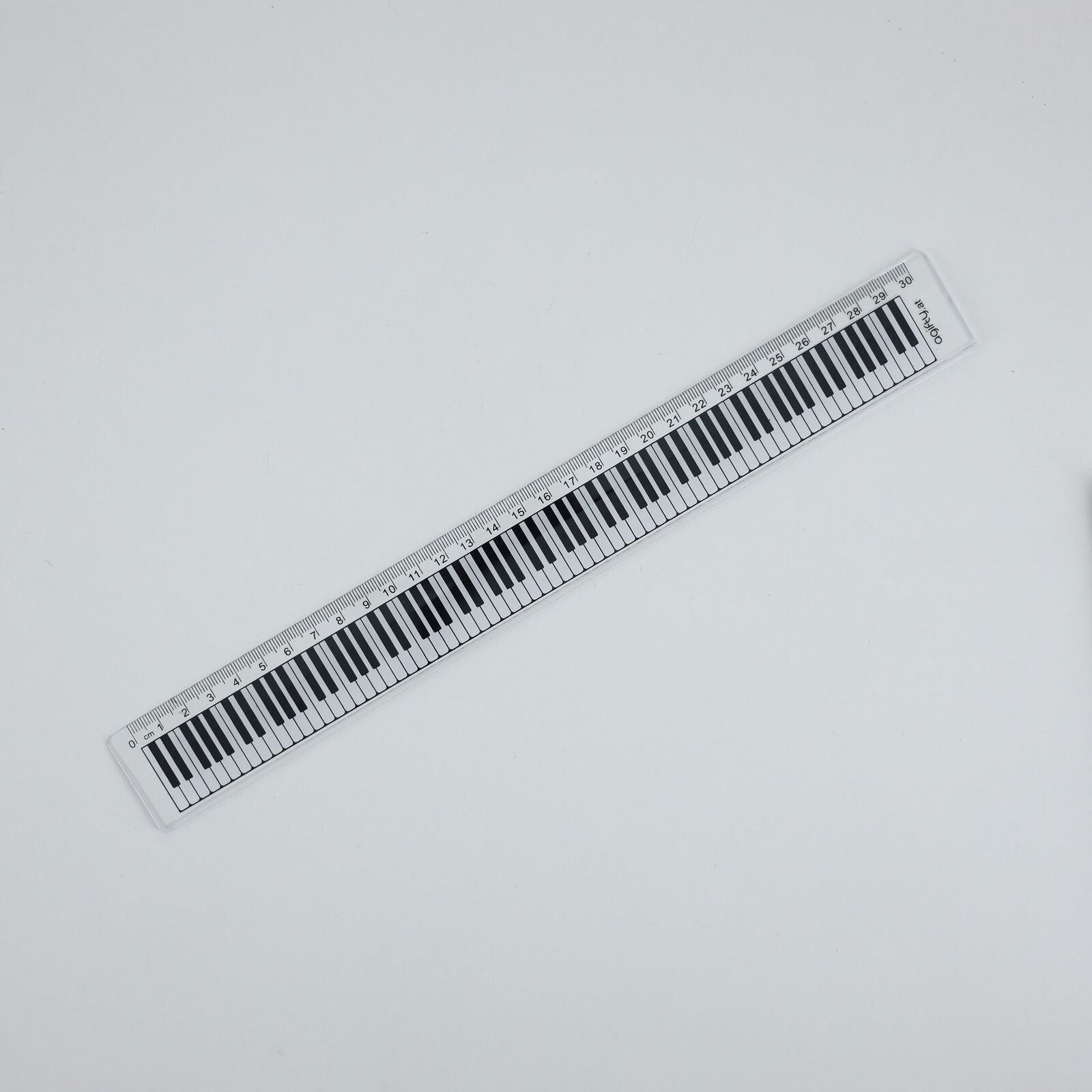 30cm Clear Music Ruler with White Piano Keyboard - Acrylic