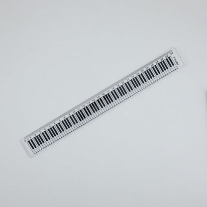30cm Clear Music Ruler with White Piano Keyboard - Acrylic