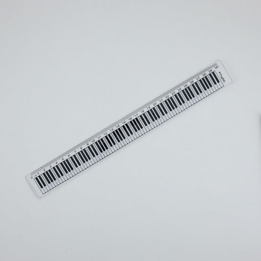 30cm Clear Music Ruler with White Piano Keyboard - Acrylic