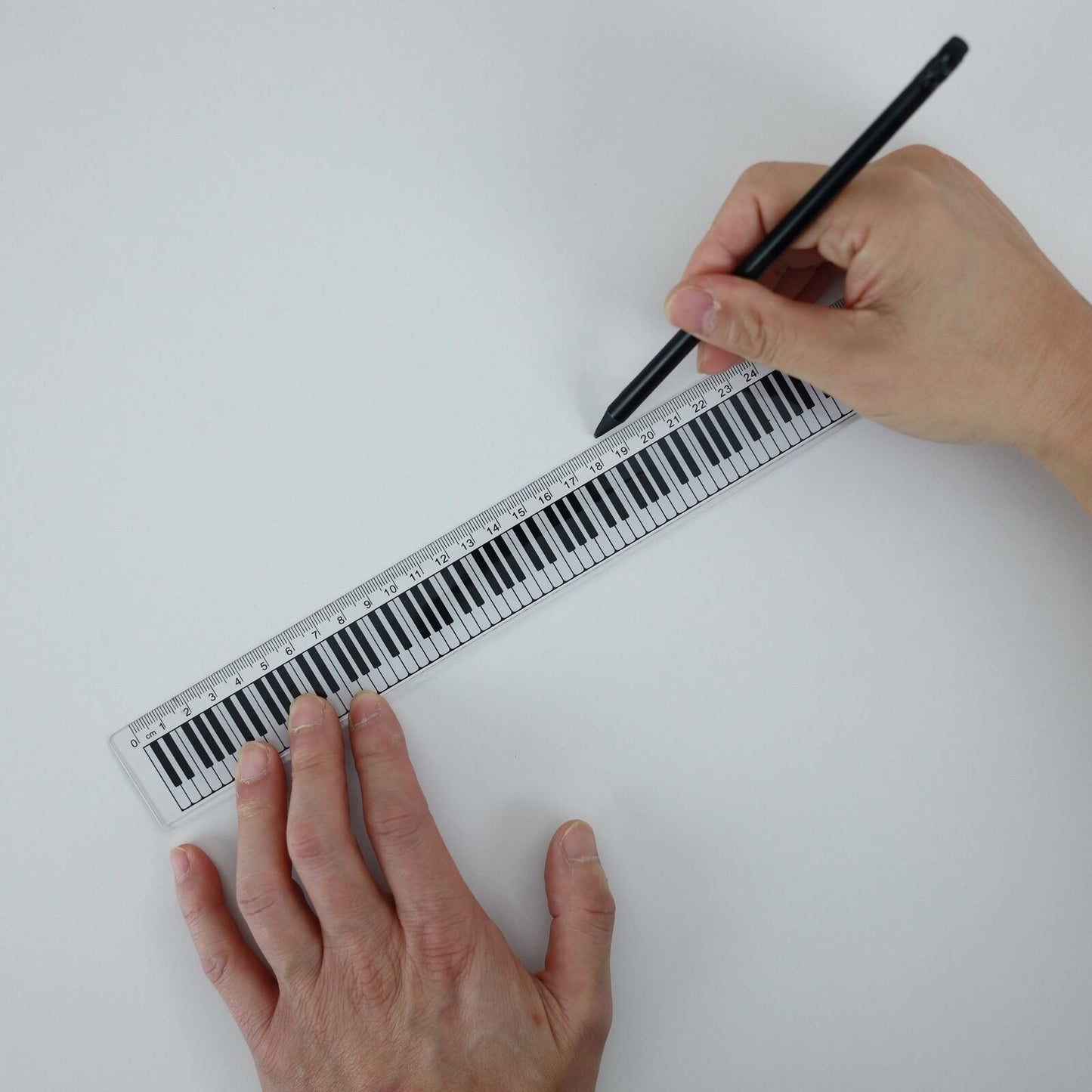 30cm Clear Music Ruler with White Piano Keyboard - Acrylic — view 2
