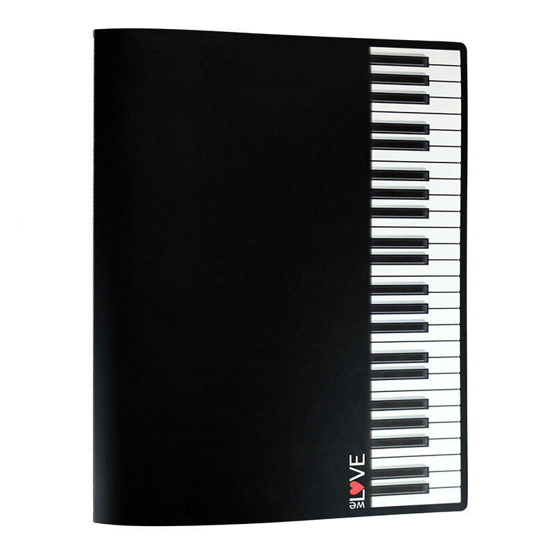 A4 Black Display Folder with White Piano Keyboard and 20 Clear Pockets — view 2