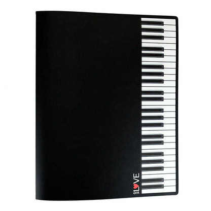 A4 Black Display Folder with White Piano Keyboard and 20 Clear Pockets — view 2
