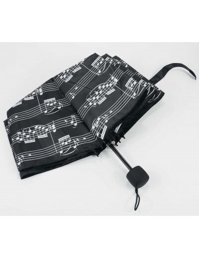 Folding Black Umbrella with Manuscript Design, Compact for Travel — view 2