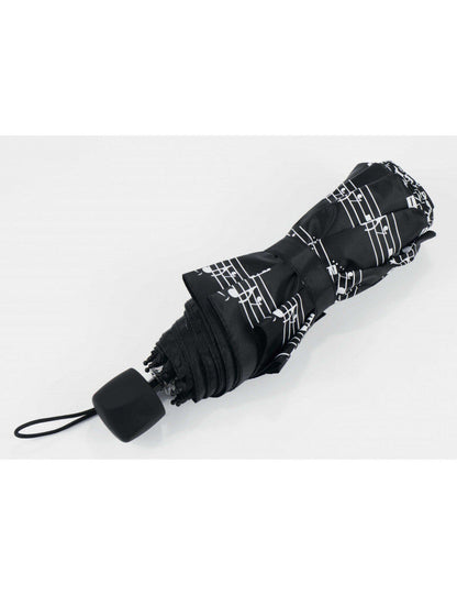 Folding Black Umbrella with Manuscript Design, Compact for Travel — view 3