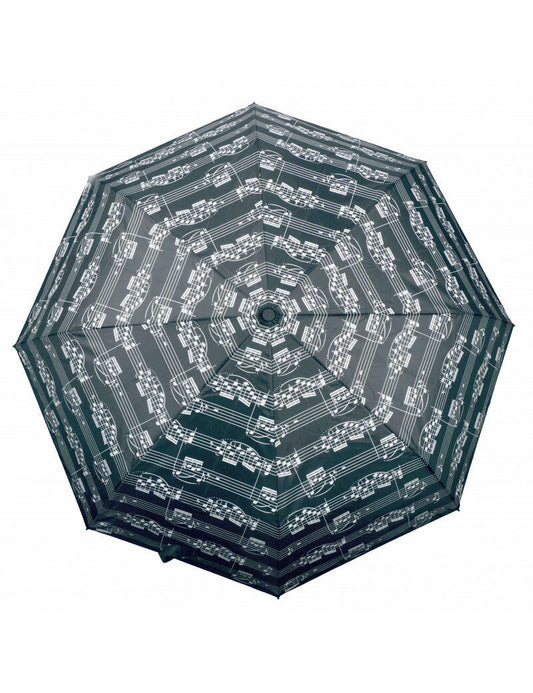Folding Black Umbrella with Manuscript Design, Compact for Travel