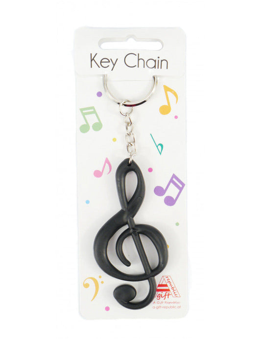 Treble Clef Keyring in Black Rubber
