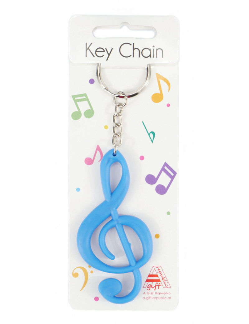 Blue Rubber Treble Clef Keyring