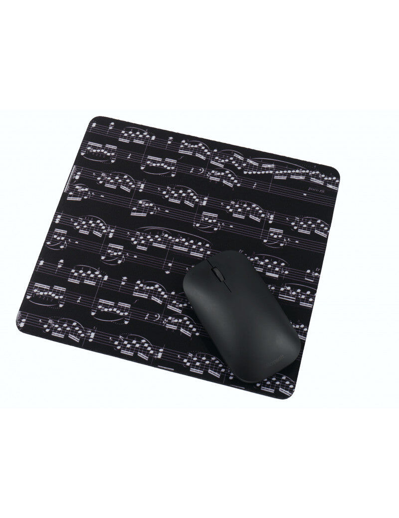 Music Mouse Pad Black and White Sheet Music 23x21 cm Polyester with Rubber Backing