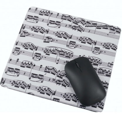 Music Mouse Pad - White with Black Manuscript Design — view 2