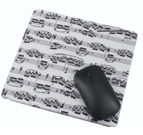 Music Mouse Pad - White with Black Manuscript Design