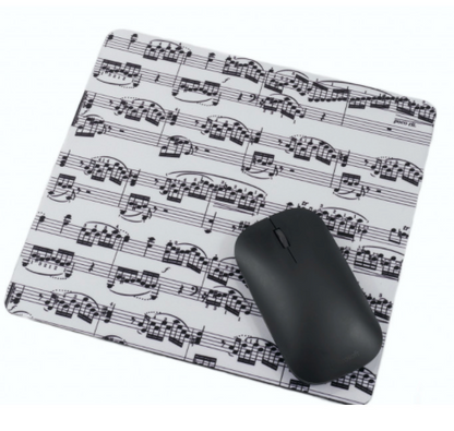 Music Mouse Pad - White with Black Manuscript Design