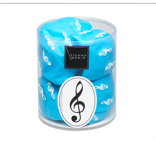 Music Balloon Blue with Black Treble Clefs - Clothing & Accessories