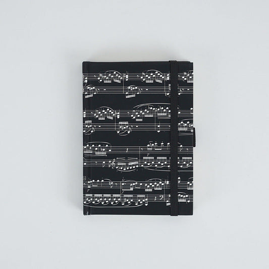 A6 Black Notebook with White Music Manuscript