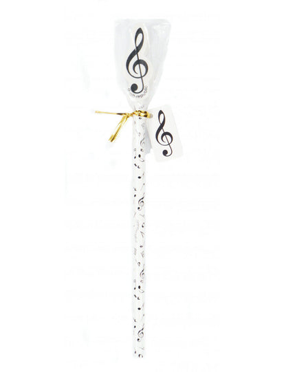 Music Pencil with Treble Clef Eraser - White with Black Notes