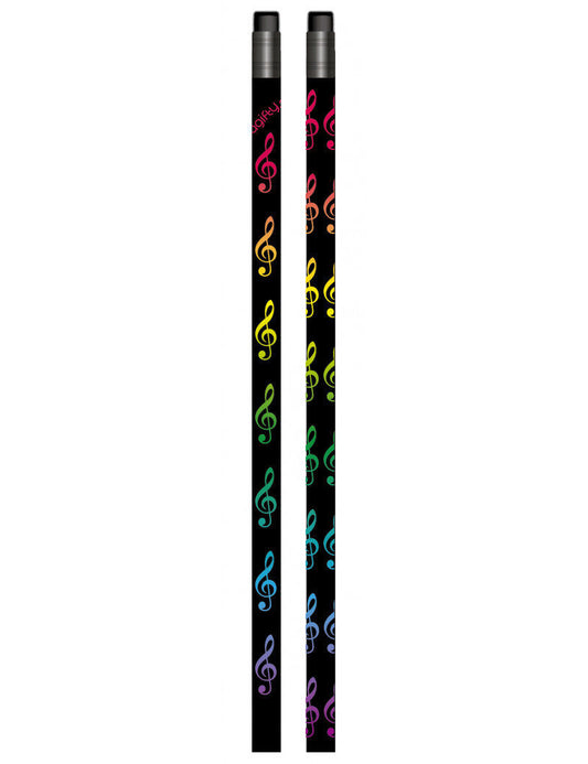 Music Pencil with Rainbow Treble Clefs