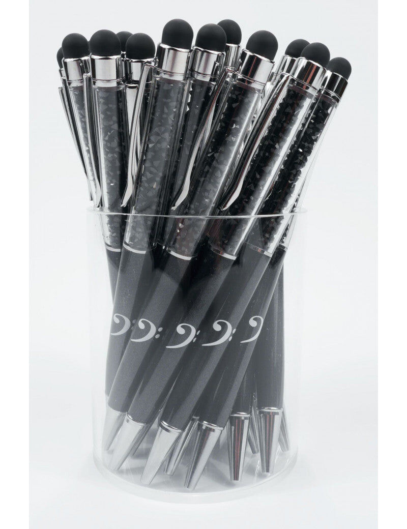 Stylus Music Pen Black with Crystals and White Bass Clef