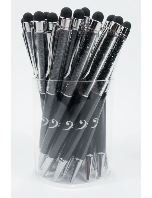Stylus Music Pen Black with Crystals and White Bass Clef