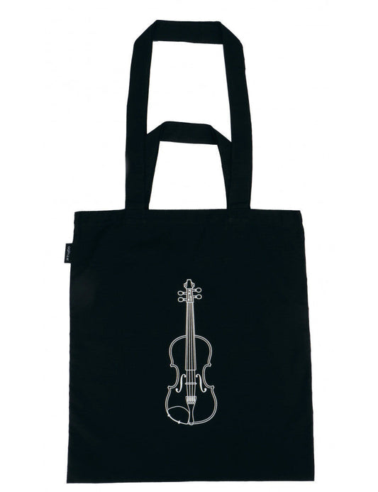 Black Tote or Music Bag with White Violin Design on Both Sides