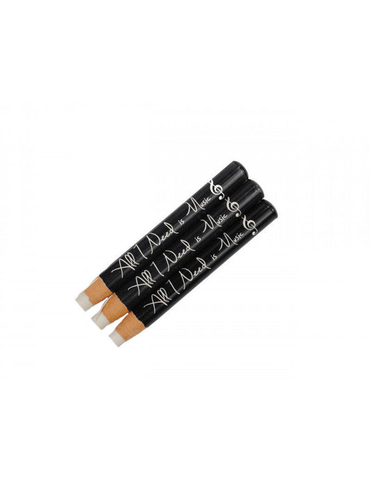 Pencil-Shaped Music Eraser with Treble Clef and "All I Need is Music" Saying, 8.7cm