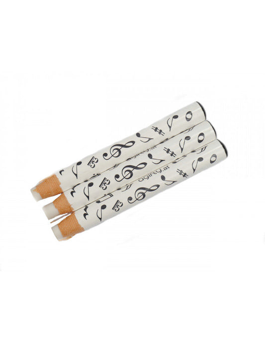 Music Themed Pencil Shaped Eraser - White with Black Notes, Clefs, and Symbols, 8.7cm