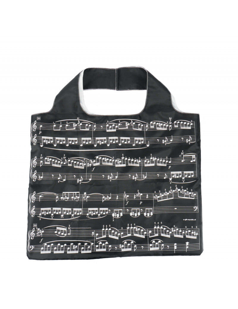 Folding Maxi Shopping Bag - Black with White Manuscript