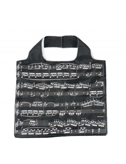 Folding Maxi Shopping Bag - Black with White Manuscript
