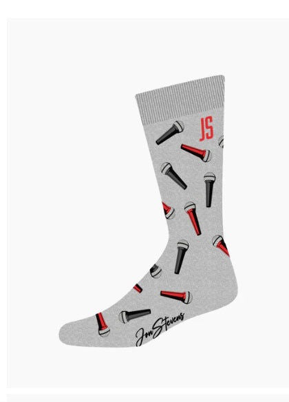 Mens Bamboo Music Socks Grey with Microphones by John Stevens