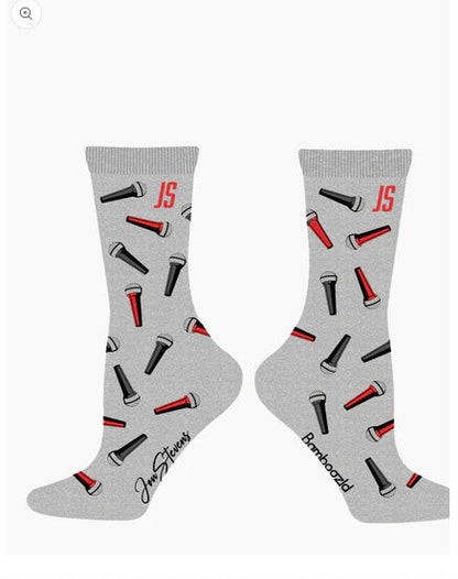 Womens Grey Bamboo Socks with Microphones by John Stevens — view 2
