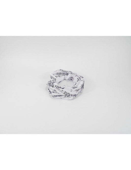 Loop Scarf White with Black Manuscript Print