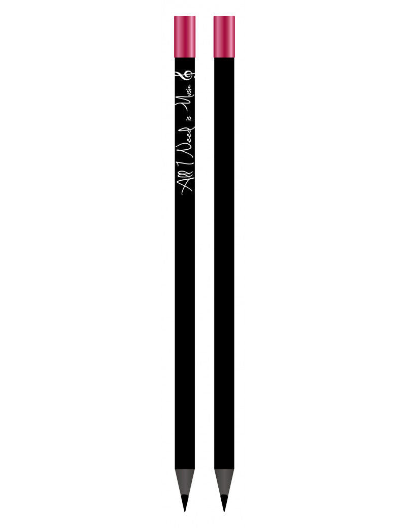 Magnetic Pencil "All I Need is Music" Black with Red End for Music Stands