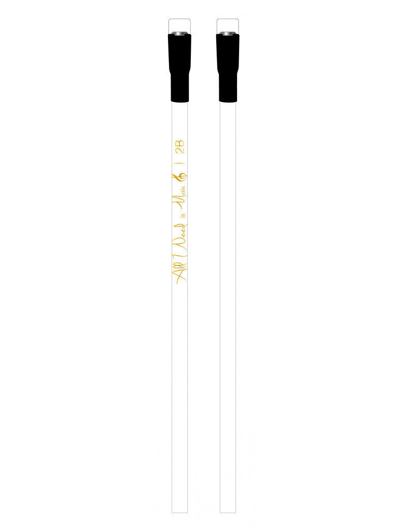 Magnetic White Pencil with Black End - "All I Need is Music"