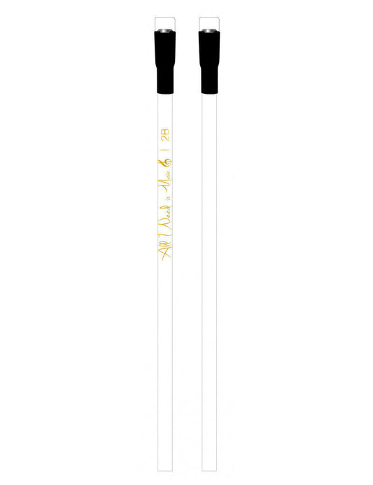 Magnetic White Pencil with Black End - "All I Need is Music"