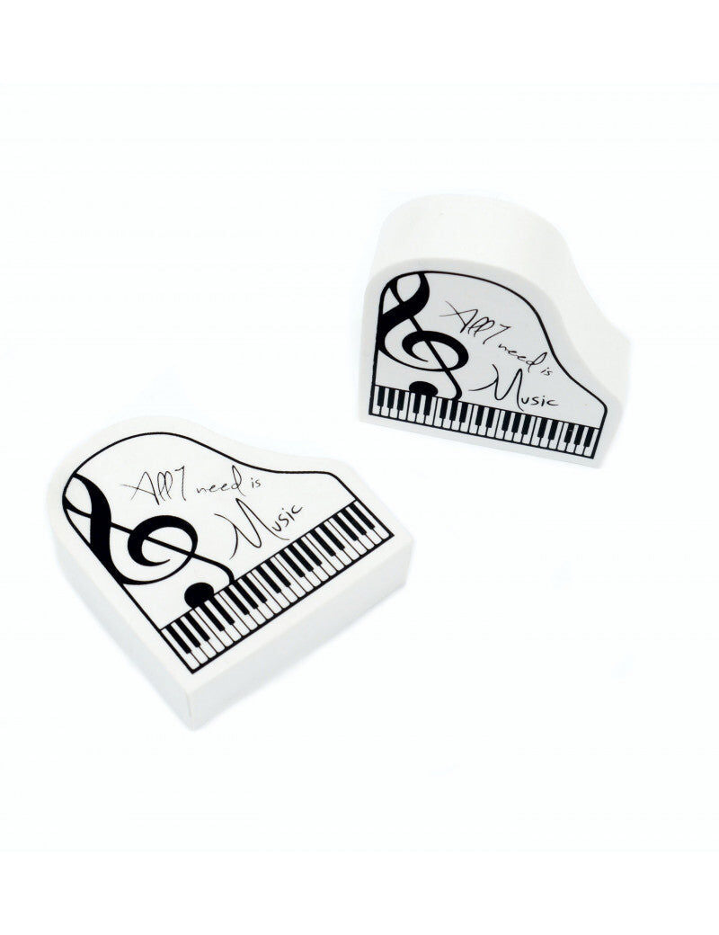Grand Piano Shaped White Eraser with Black Writing — view 2