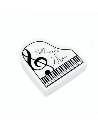 Grand Piano Shaped White Eraser with Black Writing