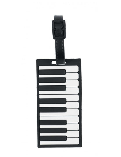 Black Luggage Tag with White Keyboard Design and Clear Window for Name and Address