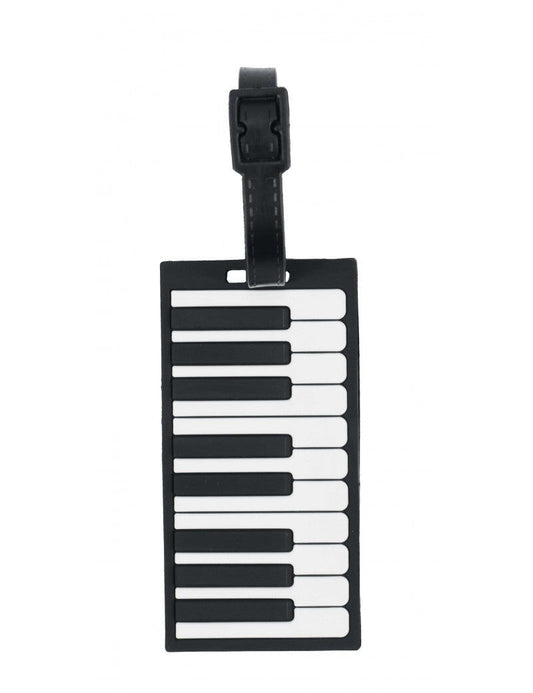 Black Luggage Tag with White Keyboard Design and Clear Window for Name and Address