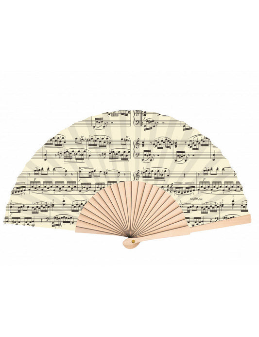 Hand Held Fan Cream with Black Manuscript, 23cm
