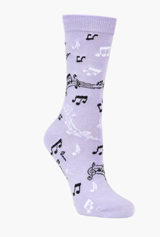 Bamboozld Women's Maestro Music Socks Lilac with Black and White Notes Size 2-8 Bamboo — view 2