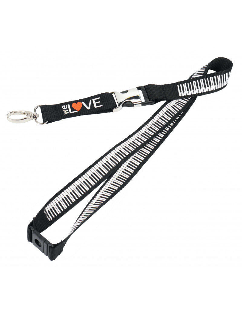 Black Lanyard with White "We Love Keyboard" Print, 57cm