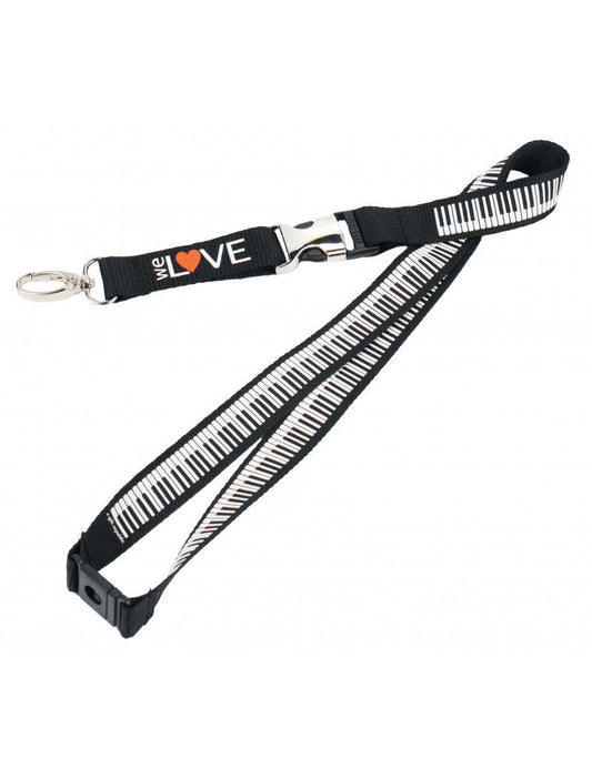 Black Lanyard with White "We Love Keyboard" Print, 57cm