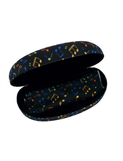 Sunglass Case Black with Colorful Music Notes and Clefs
