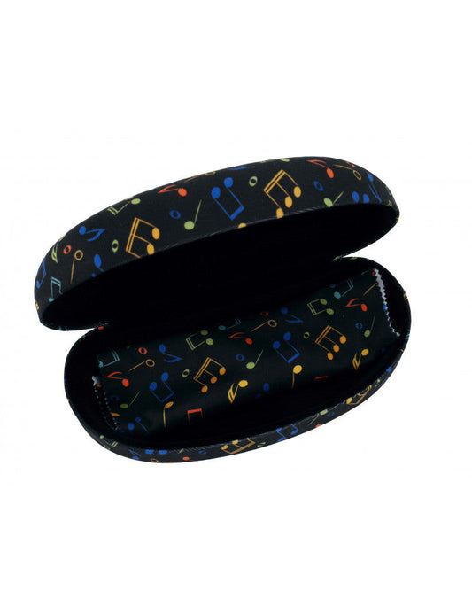 Sunglass Case Black with Colorful Music Notes and Clefs