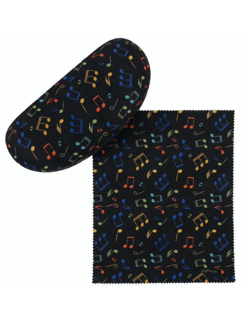 Sunglass Case Black with Colorful Music Notes and Clefs — view 2